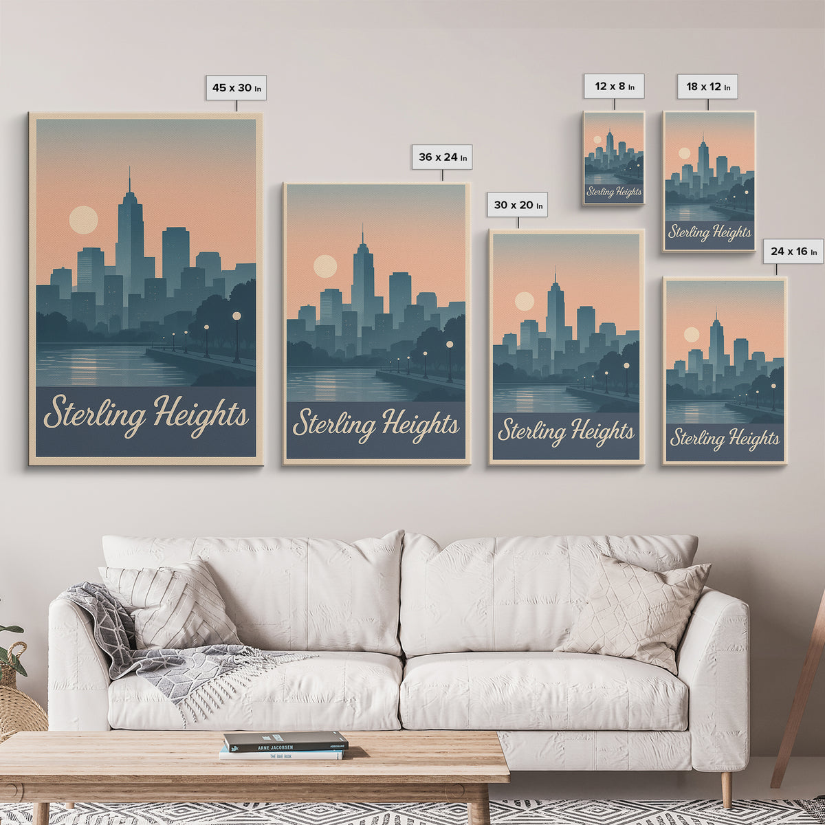 Sterling Heights Travel Poster, Canvas Print, Vintage Travel Poster Art, Sterling Heights Art Print, Travel Art Print, Gift For Travelers
