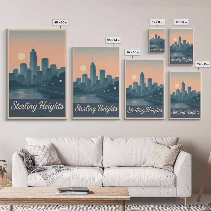 Sterling Heights Travel Poster, Canvas Print, Vintage Travel Poster Art, Sterling Heights Art Print, Travel Art Print, Gift For Travelers