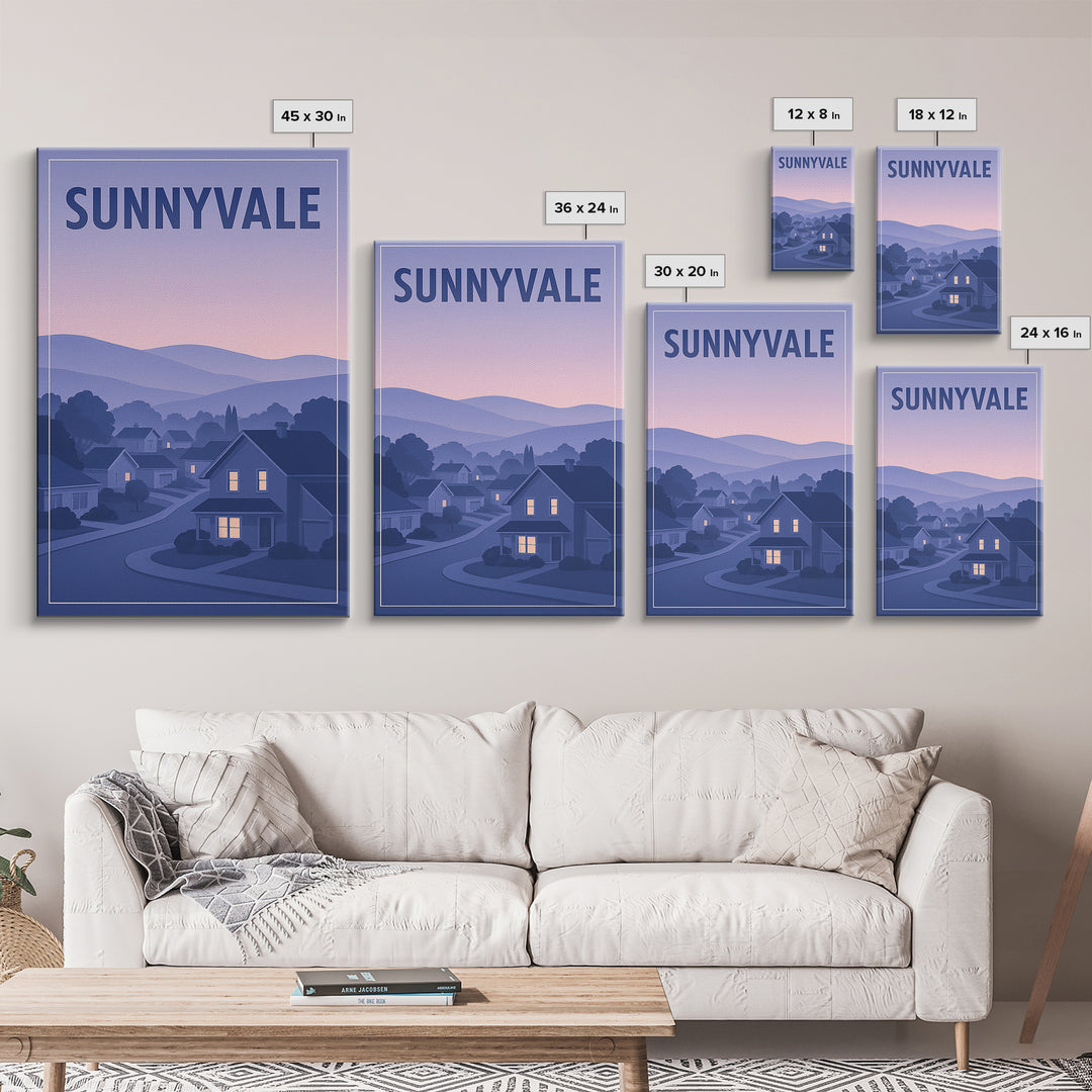 Sunnyvale California Travel Poster, Canvas Print, Retro Sunset Skyline Art, Sunnyvale Travel Art, Poster Art, Wall Decor, Poster Print