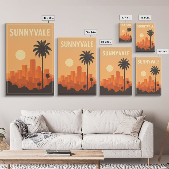 Sunnyvale Travel Poster, Framed Canvas Print, Vintage Travel Poster Art, Sunnyvale Art Print, Gift For Travelers, Living Room Wall Art