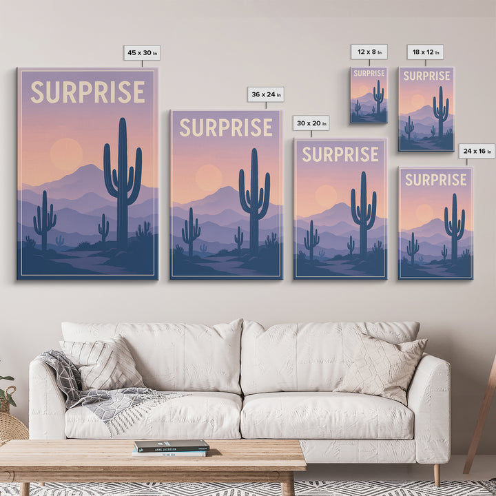Surprise Arizona Travel Poster, Canvas Print, Mid Century City Wall Art, Surprise Travel Art, City Art Print, Fine Art Print, Travel Print