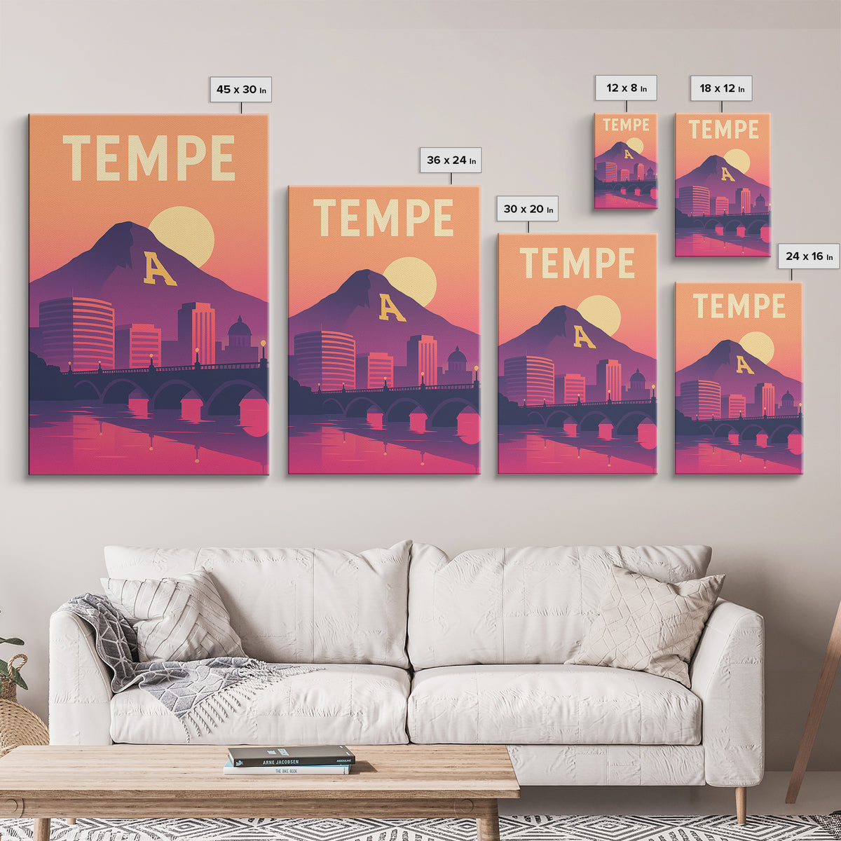 Tempe Travel Poster, Canvas Print, Vintage Travel Poster Art, Tempe Travel Art, Vintage City Art, Vintage Travel Print, City Art Print