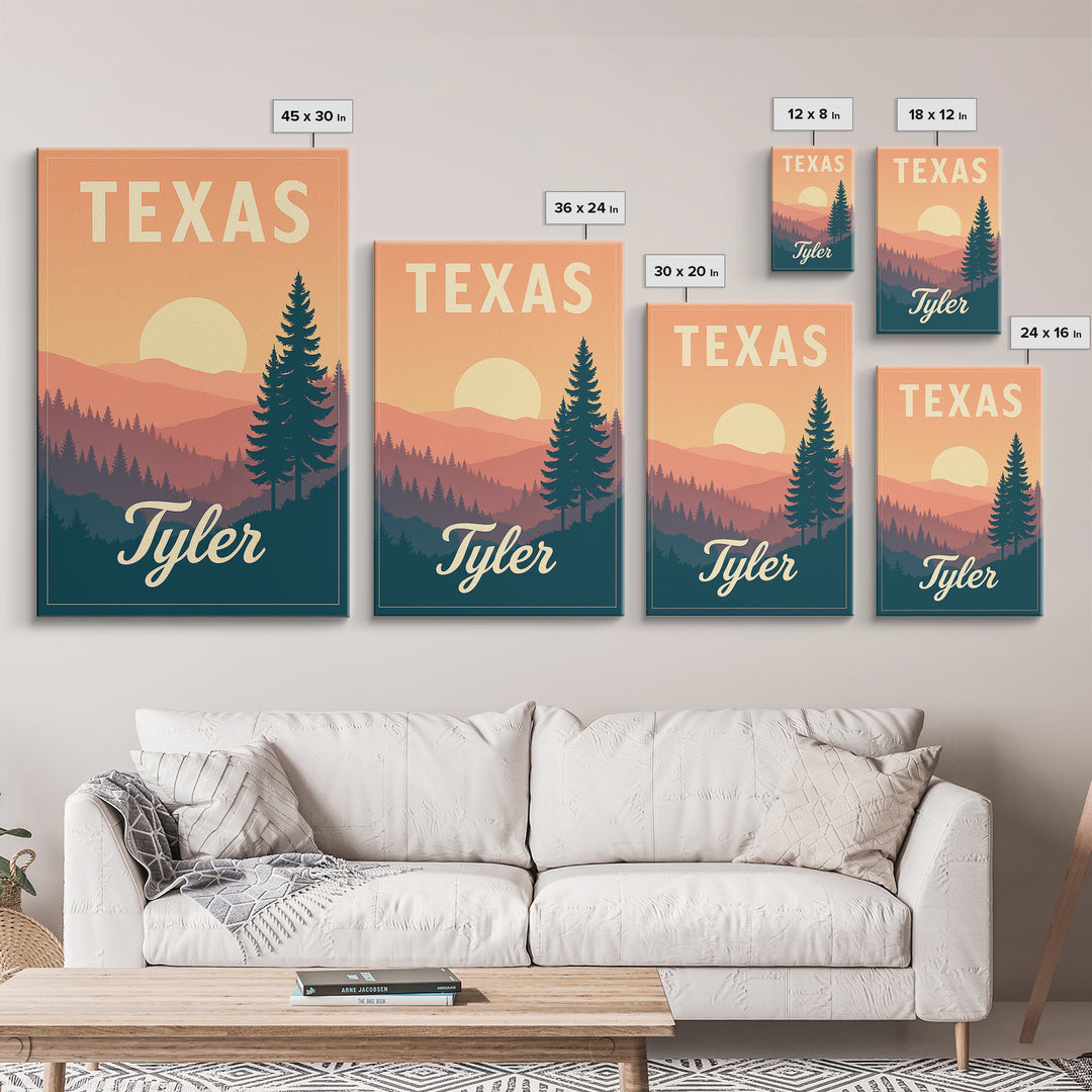 Tyler Texas Travel Poster, Canvas Print, Vintage Poster Art, Tyler Wall Art, Mid Century Wall Art, Vintage City Art, Vintage Travel Art
