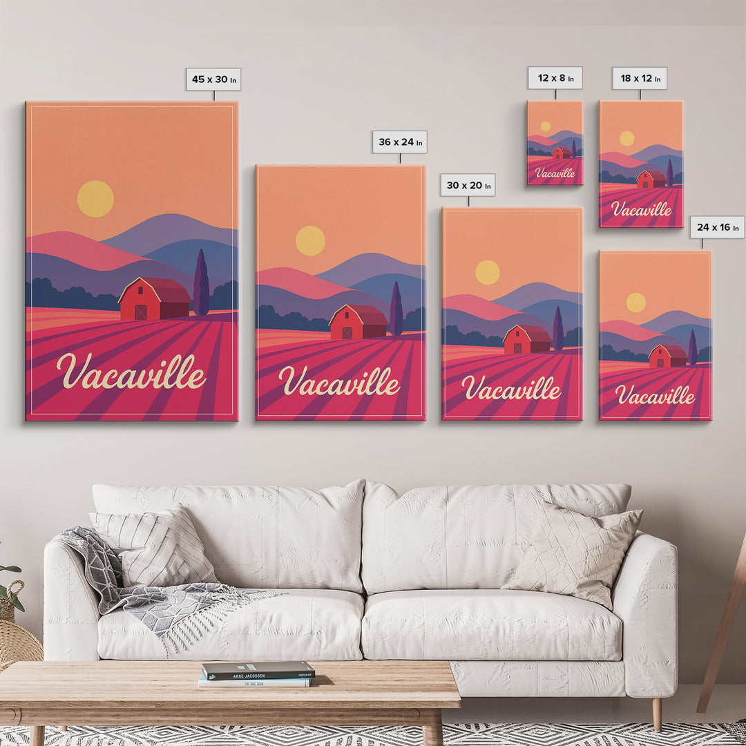 Vacaville California Travel Poster, Canvas Print, Mid Century City Wall Art, Vacaville Art Print, Travel Poster Set, Travel Poster Art