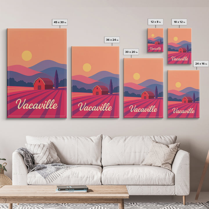 Vacaville California Travel Poster, Canvas Print, Mid Century City Wall Art, Vacaville Art Print, Travel Poster Set, Travel Poster Art