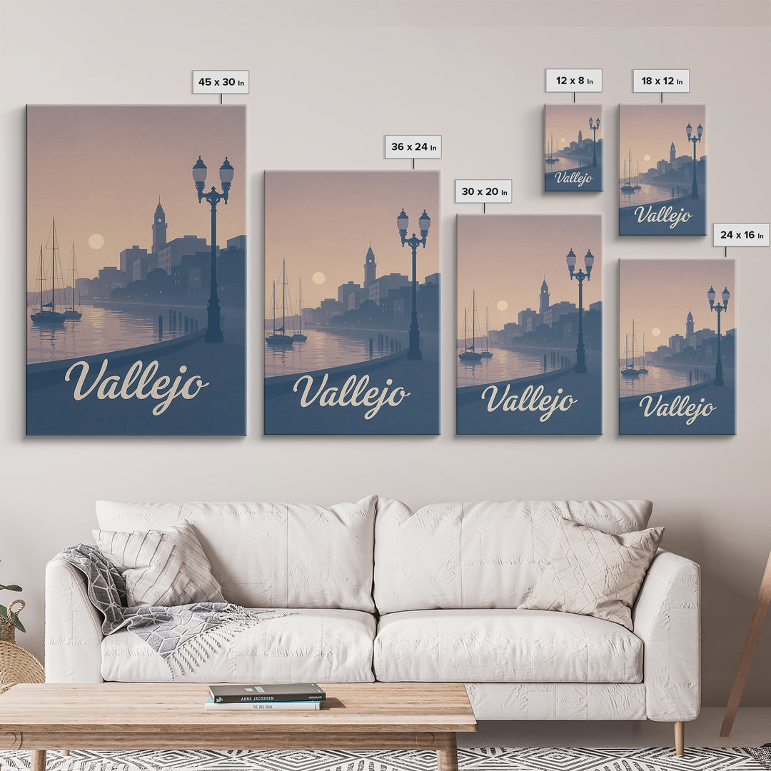 Vallejo Travel Poster, Canvas Print, Vintage Travel Poster Art, Vallejo City Art, Vintage City Art, City Illustration, Mid Century Wall Art