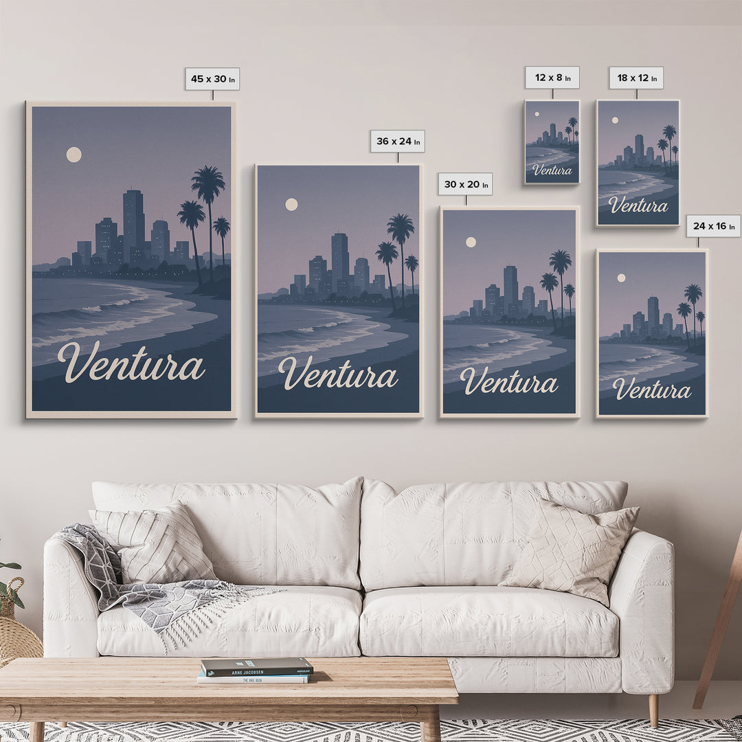 Ventura Travel Poster, Framed Canvas Print, Classic Travel Poster Art, Ventura City Art, Vintage Travel Art, Vintage Travel Print