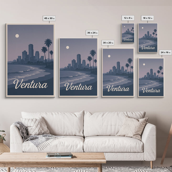 Ventura Travel Poster, Framed Canvas Print, Classic Travel Poster Art, Ventura City Art, Vintage Travel Art, Vintage Travel Print
