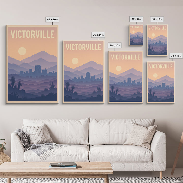 Victorville California Travel Poster, Canvas Print, Mid Century City Wall Art, Victorville Travel Art, Travel Poster Art, Watercolor Skyline