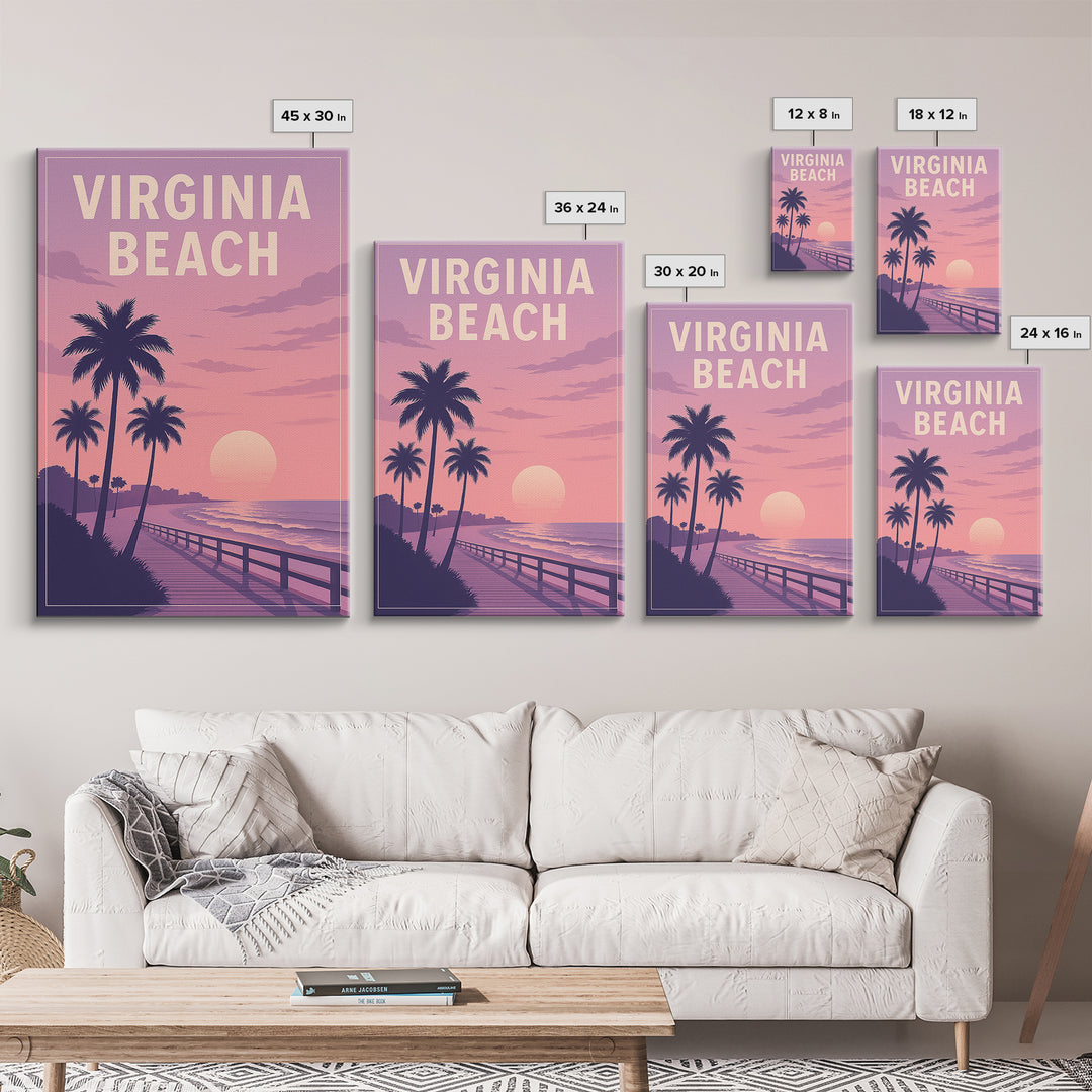Virginia Beach Virginia Travel Poster, Canvas Print, Classic Travel Poster Art, Virginia Beach City Art, City Illustration, Fine Art Print
