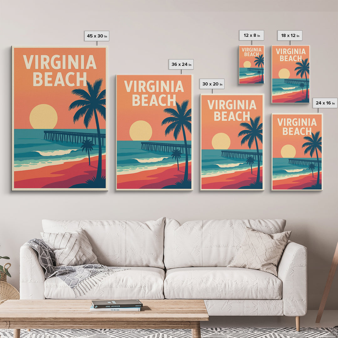 Virginia Beach Travel Poster, Canvas Print, Mid Century City Wall Art, Virginia Beach Art Print, Modern Wall Decor, Fine Art Print