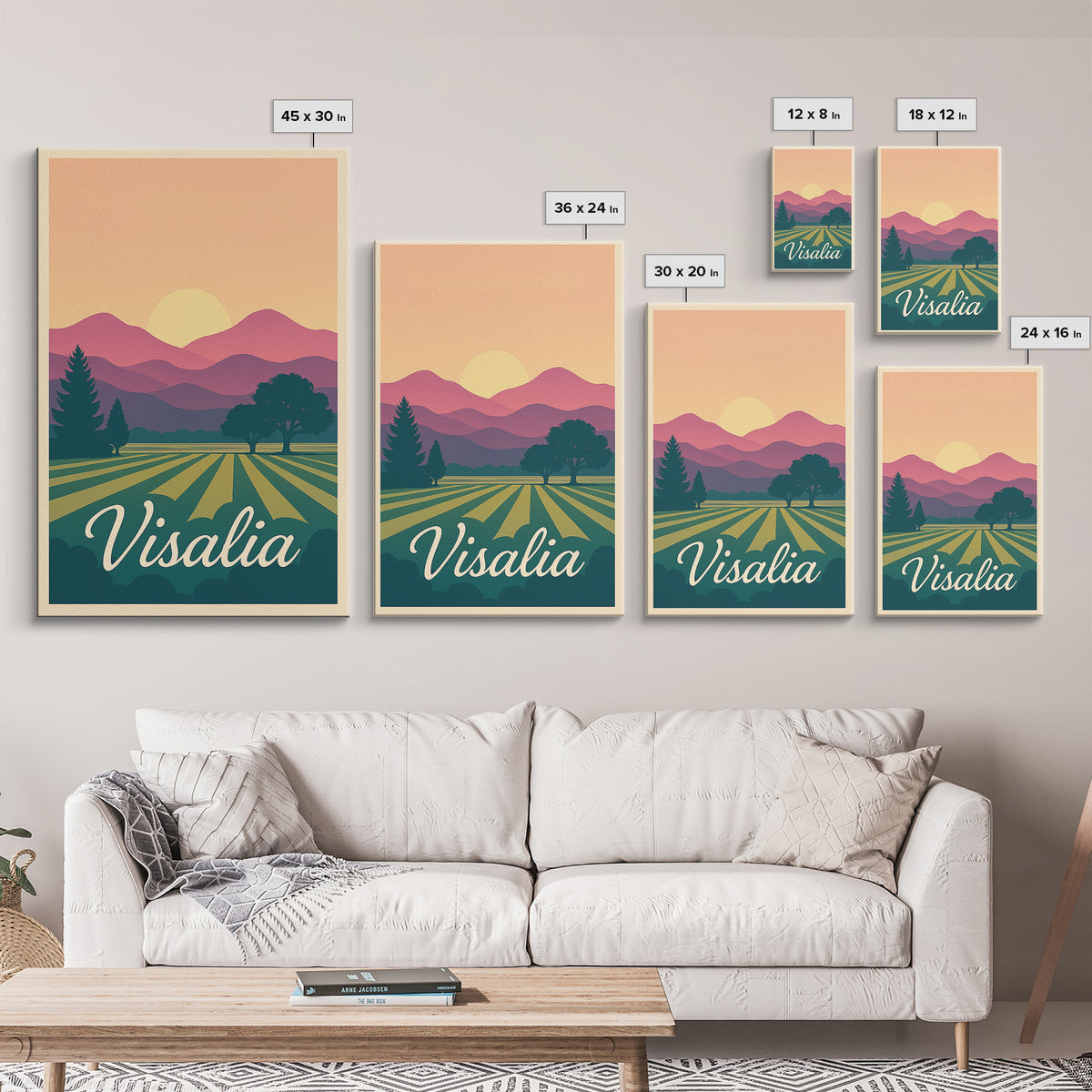 Visalia California Travel Poster, Canvas Print, Vintage Poster Art, Visalia Travel Art, Travel Poster Set, Travel Art Print, Fine Art Print