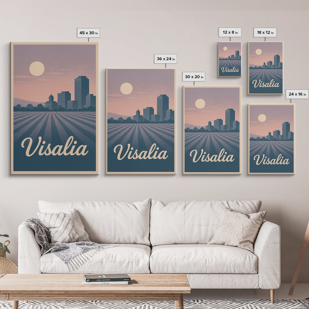 Visalia Travel Poster, Canvas Print, Classic Travel Poster Art, Visalia Art Print, Living Room Wall Art, Home Office Decor, Landscape Art