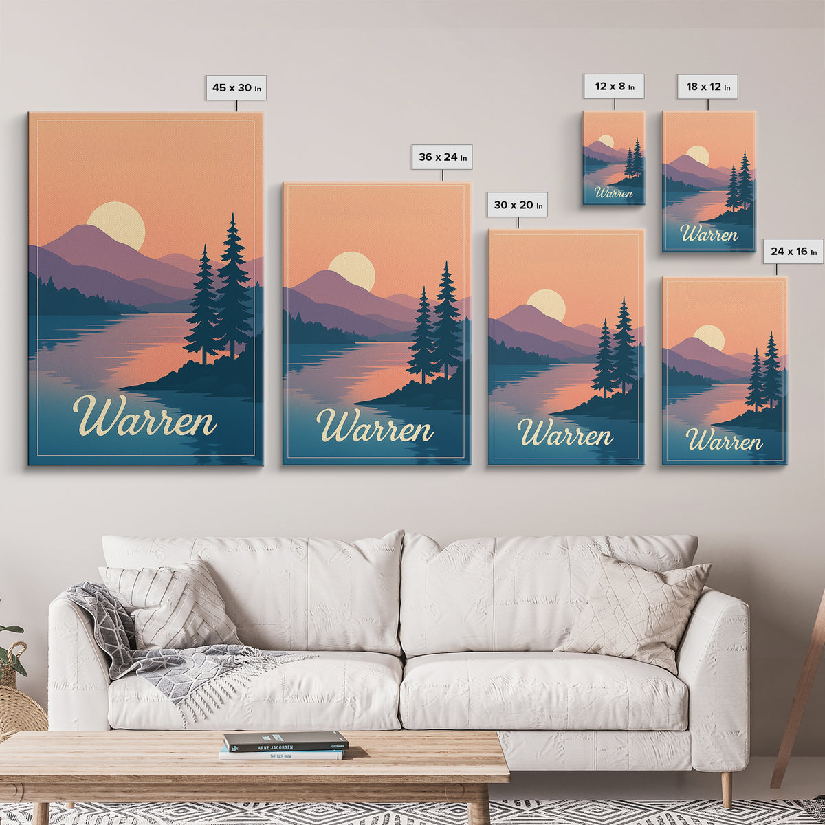 Warren Michigan Travel Poster, Framed Canvas Print, Mid Century City Wall Art, Warren City Art, Mid Century Wall Art, Vintage Travel Print