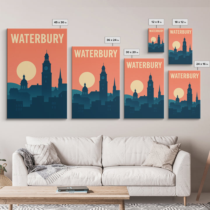 Waterbury Travel Poster, Canvas Print, Vintage Travel Poster Art, Waterbury Travel Art, Fine Art Print, Vintage Travel Print, Art Print