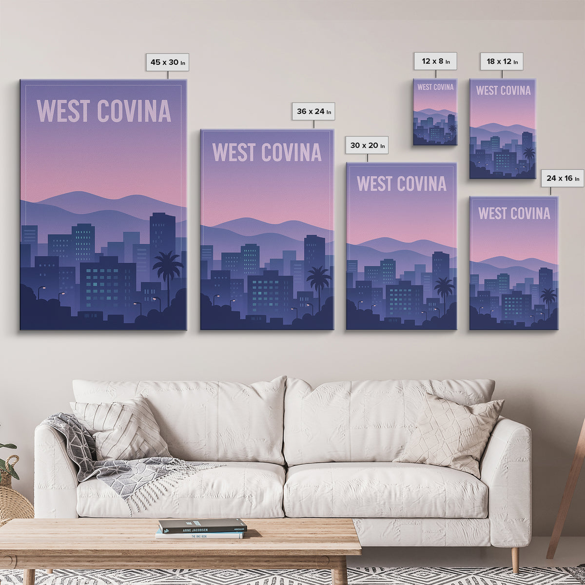 West Covina California Travel Poster, Canvas Print, Vintage Poster Art, West Covina Travel Art, City Illustration, Vintage City Poster