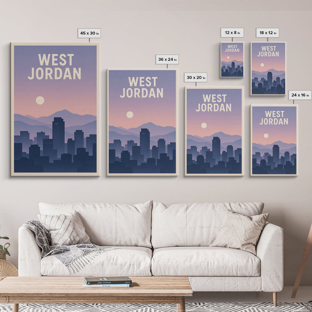 West Jordan Utah Travel Poster, Canvas Print, Vintage Travel Poster Art, West Jordan Travel Art, Travel Art Print, Travel Poster Art
