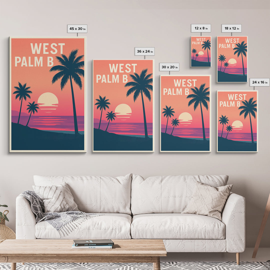 West Palm Beach Florida Travel Poster, Canvas Print, Vintage Travel Poster Art, West Palm Beach Art Print, City Art Print, Travel Poster Art