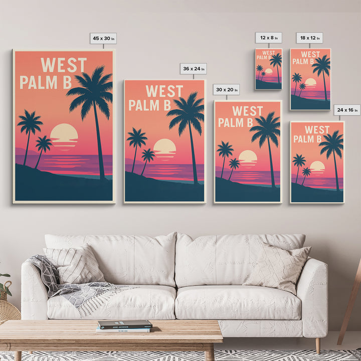 West Palm Beach Florida Travel Poster, Canvas Print, Vintage Travel Poster Art, West Palm Beach Art Print, City Art Print, Travel Poster Art