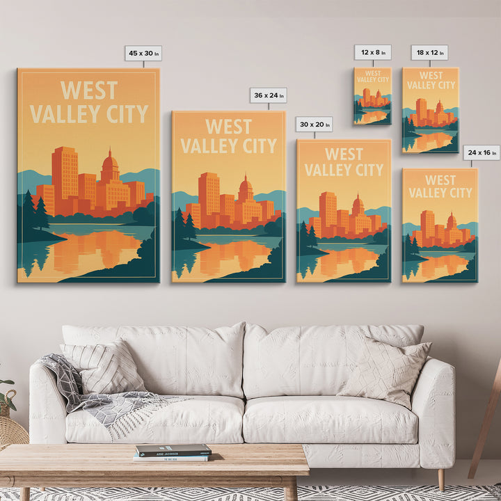 West Valley City Travel Poster, Framed Canvas Print, Classic Travel Poster Art, West Valley City Poster Print, Vintage City Poster