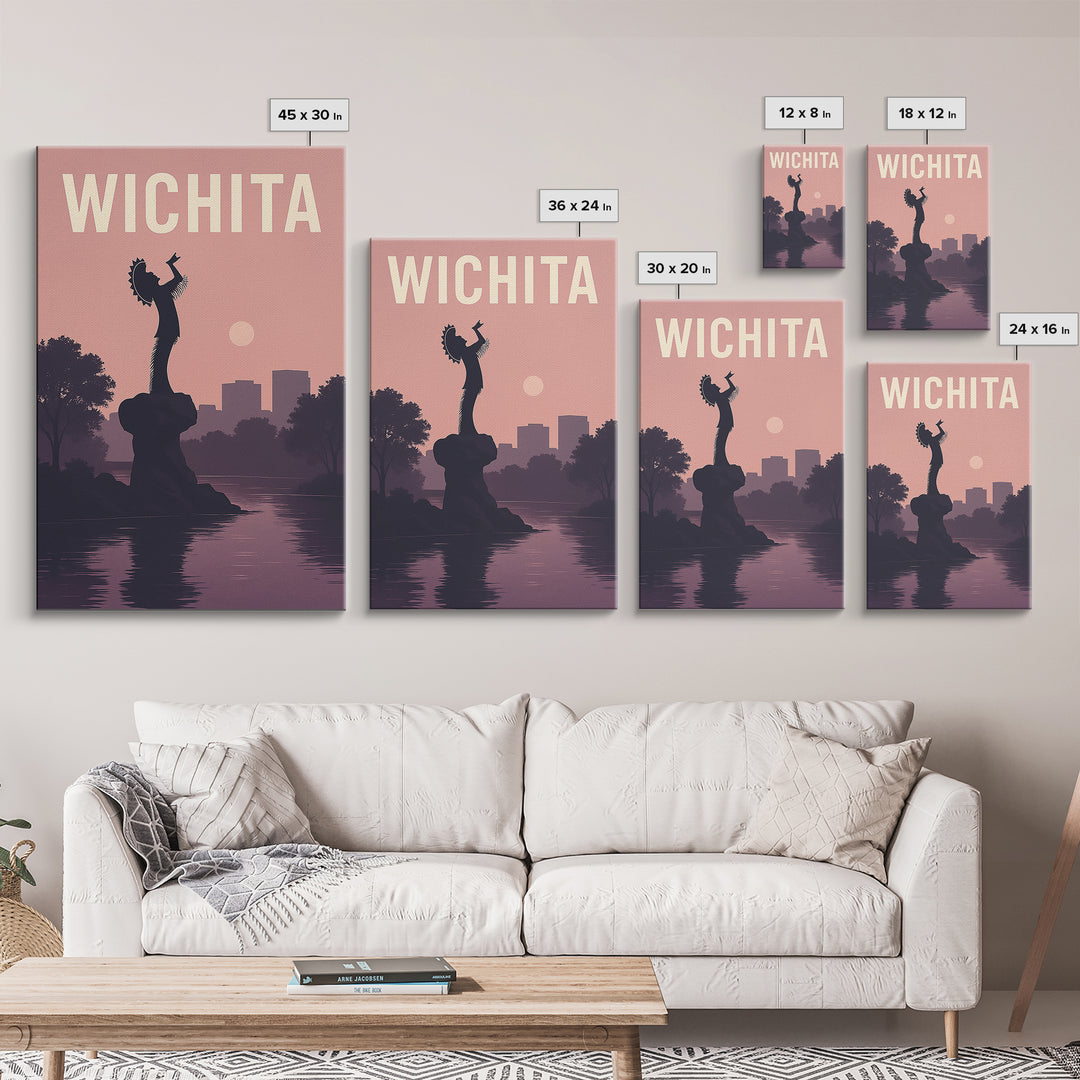 Wichita Kansas Travel Poster, Framed Canvas Print, Classic Travel Poster Art, Wichita Poster Print, Travel Poster Art, Travel Wall Decor