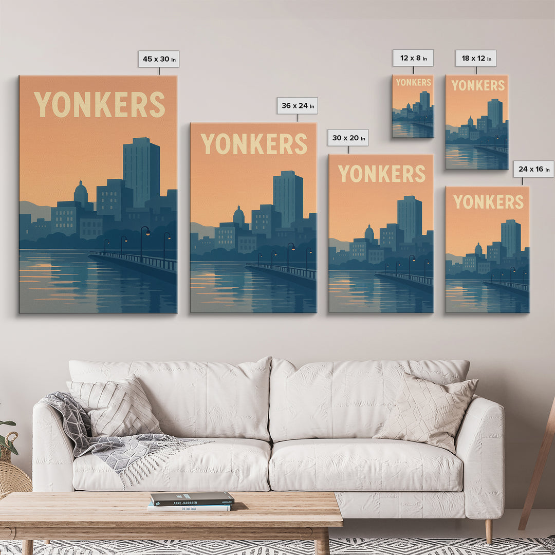 Yonkers New York Travel Poster, Framed Canvas Print, Mid Century City Wall Art, Yonkers Wall Art, Travel Poster Art, Retro Travel Print