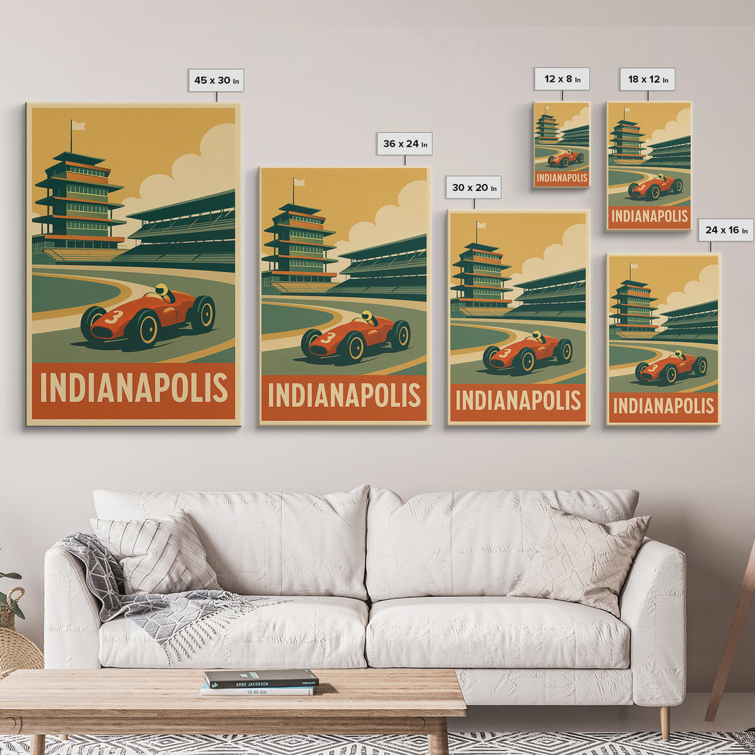 Indianapolis Indiana Travel Poster, Canvas Print, Vintage Theatre Style Art, Indianapolis Poster Print, Travel Poster Set, Travel Poster Art