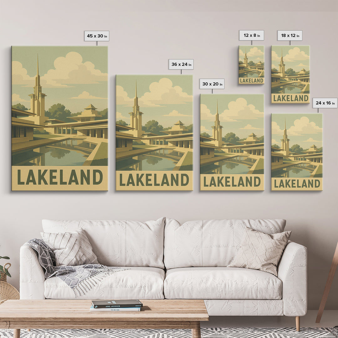 Lakeland Florida Travel Poster, Canvas Print, Old School Travel Poster, Lakeland Poster Print, Office Decor, Travel Art Print, Poster Print
