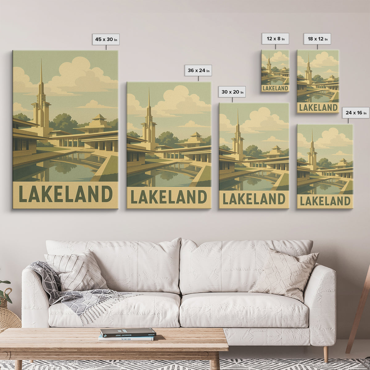 Lakeland Florida Travel Poster, Canvas Print, Old School Travel Poster, Lakeland Poster Print, Office Decor, Travel Art Print, Poster Print