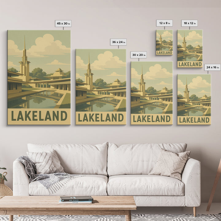 Lakeland Florida Travel Poster, Canvas Print, Old School Travel Poster, Lakeland Poster Print, Office Decor, Travel Art Print, Poster Print