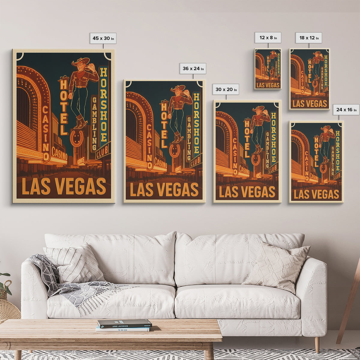 Las Vegas Travel Poster, Canvas Print, Retro City Wall Art, Las Vegas Art Print, Watercolor Downtown Skyline, Travel Art, Wanderlust Decor