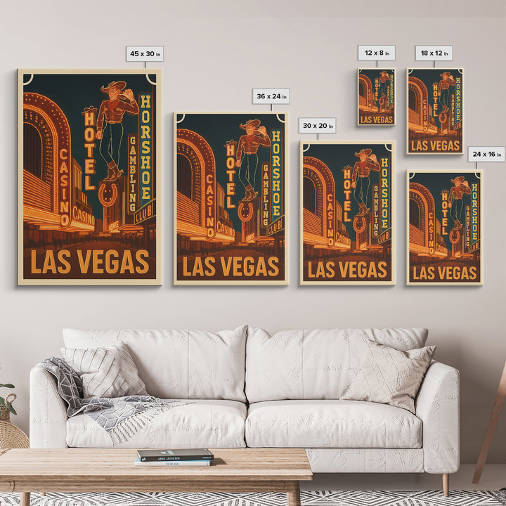 Las Vegas Travel Poster, Canvas Print, Retro City Wall Art, Las Vegas Art Print, Watercolor Downtown Skyline, Travel Art, Wanderlust Decor