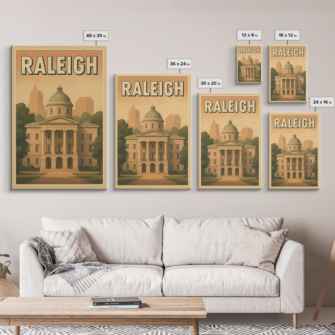Raleigh Travel Poster, Framed Canvas Print, Classic Retro Poster Art ...