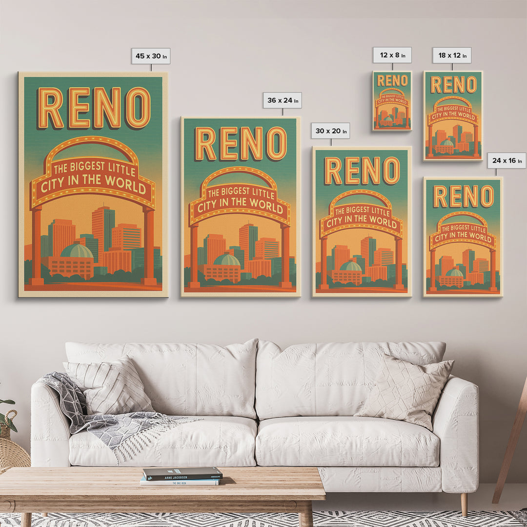 El Reno Poster Reno Travel Poster, Framed Canvas Print, Classic Retro Poster Art, Ren ...