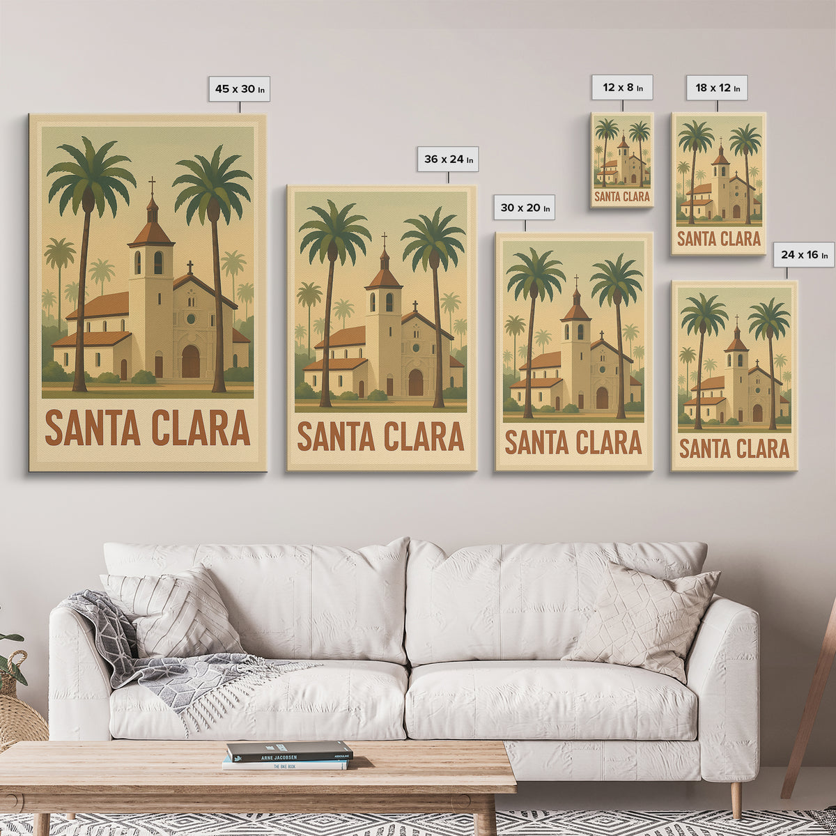 Santa Clara Travel Poster, Framed Canvas Print, Classic Retro Poster Art, Santa Clara Travel Art, Living Room Wall Art, Vintage Travel Art
