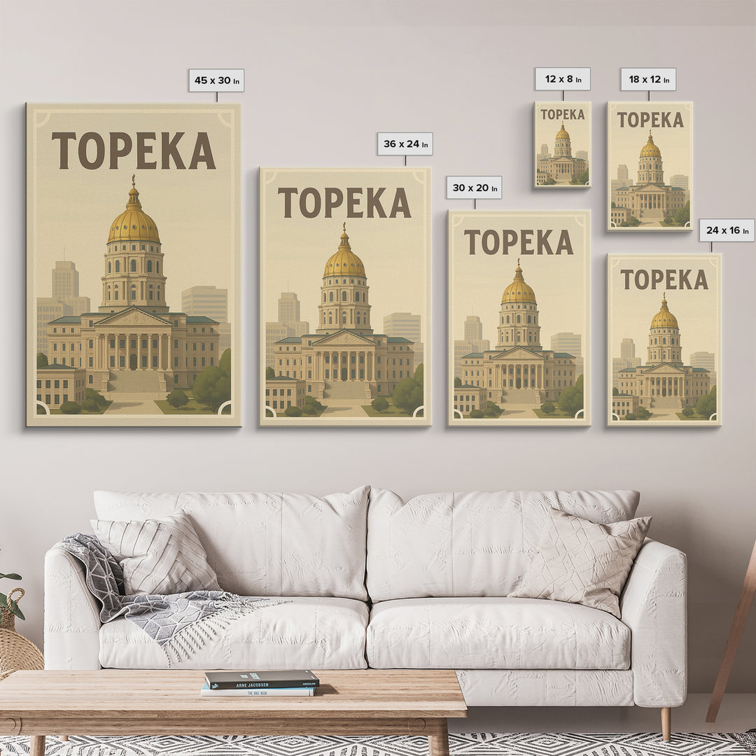 Topeka Travel Poster, Framed Canvas Print, Classic Retro Poster Art, T ...