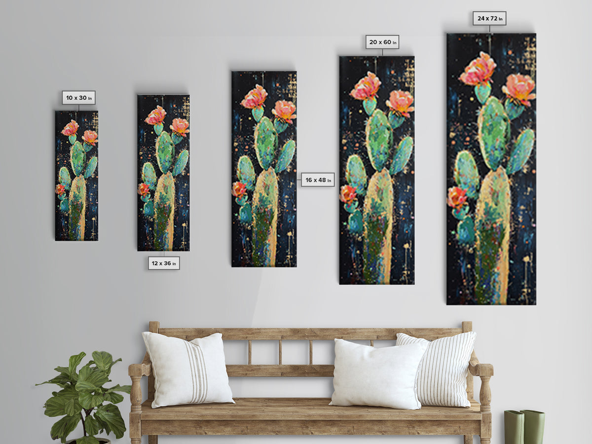 Blooming Cactus Canvas Print pink orange wall art southwest wall art agave painting boho art botanical prints