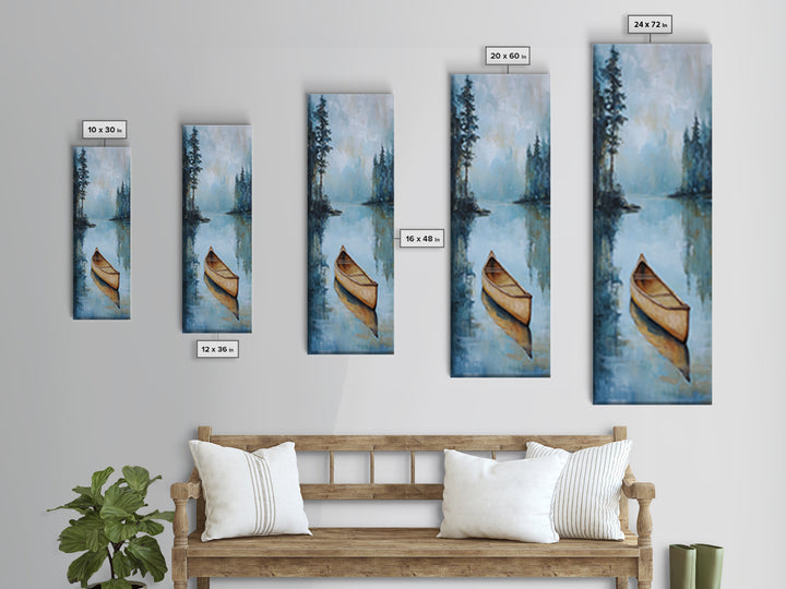 Canoe Painting Framed Canvas Print Lake Tahoe Art Nautical Wall Art Coastal Decor Rustic Art Above Sofa Art Extra Wide Art