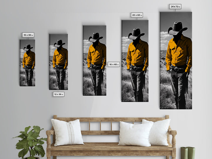 Mysterious Cowboy Silhouette Framed Canvas Print | Rustic Western Wall Art | Moody Art | Farmhouse Decor | Southwest Art | Gift Idea