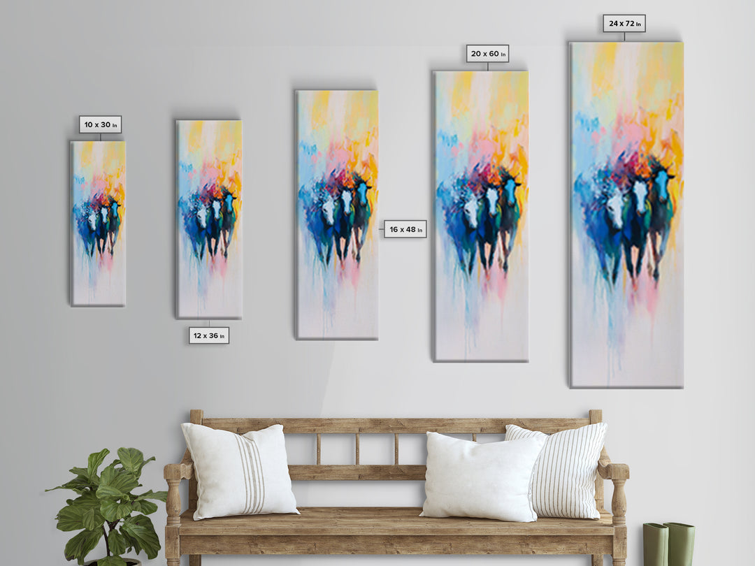 Abstract Horse Art Framed Canvas Print Colorful Western Wall Art, Bull and Bear Art, Moody Art, Farmhouse Art, Rustic Wall Art