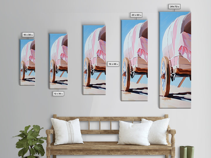 Covered Wagon Closeup Framed Canvas Print Rustic Decor Farmhouse Art Minimalist Painting Southwest Wall Art