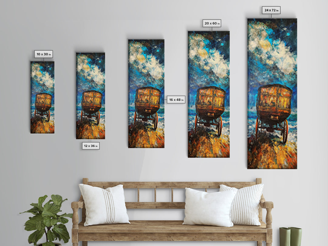 Western Wagon Abstract Canvas Print Rustic Wall Art Farmhouse Art Southwest Landscape Painting Moody Art