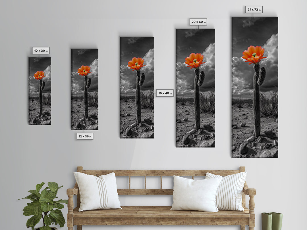 Blooming Desert Cactus Framed Canvas Print | Wildflower Painting | Southwest Wall Art | Moody Art | Botanical Prints | Gift Idea