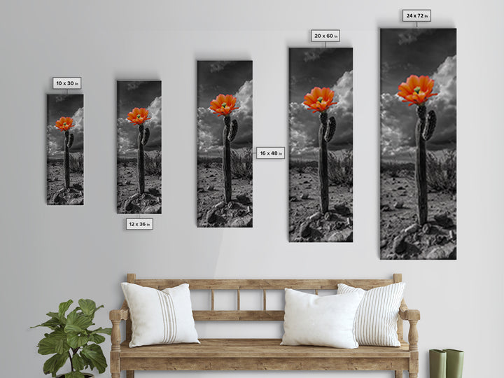 Blooming Desert Cactus Framed Canvas Print | Wildflower Painting | Southwest Wall Art | Moody Art | Botanical Prints | Gift Idea
