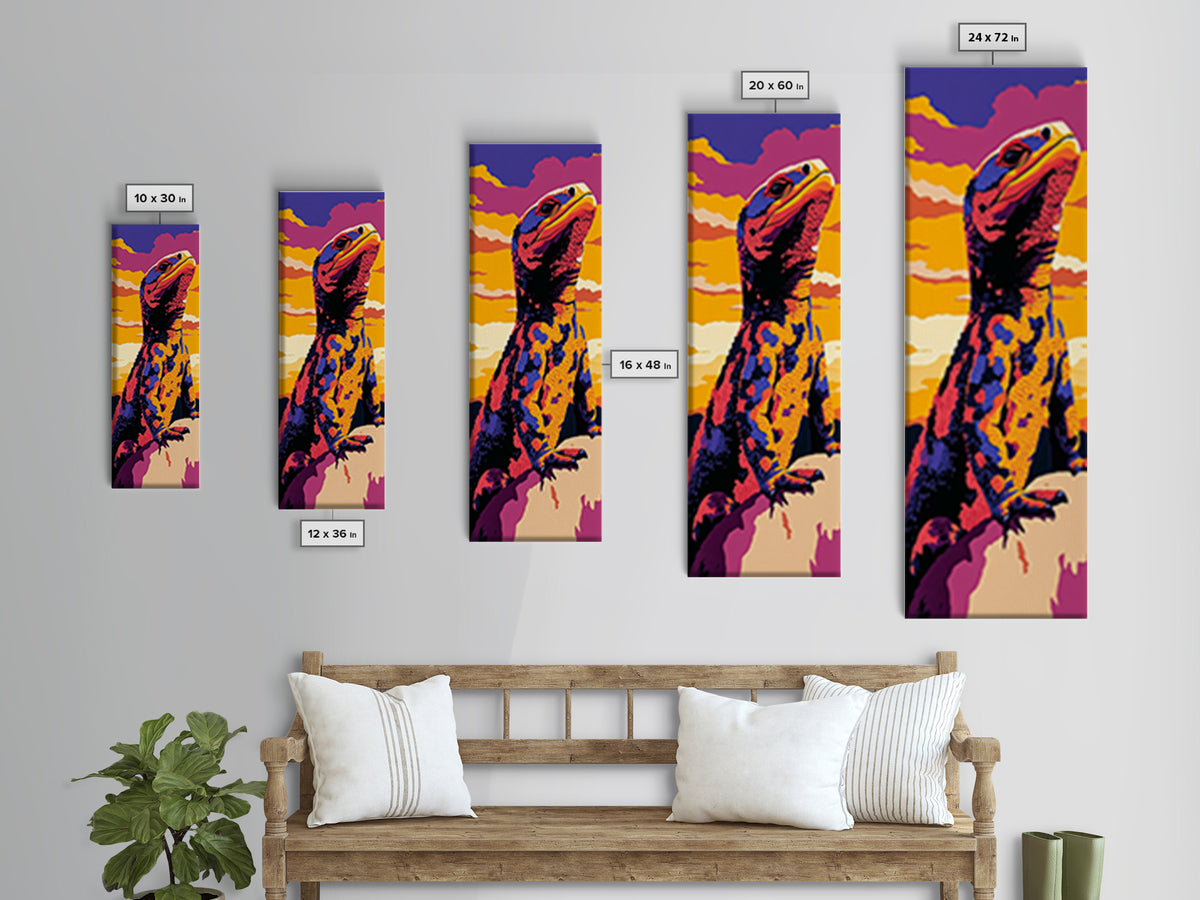 Colorful Lizard Pop Art Framed Canvas Print Whimsical Art Bright Colors Wall Art Southwest Wall Art Geometric Wall Art