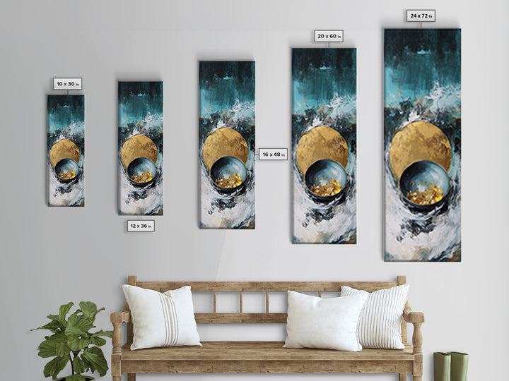 Abstract Gold and Teal Canvas Print Sacred Geometry Wall Art Teal Wall Art Zen Wall Art Moody Art Minimalist Art