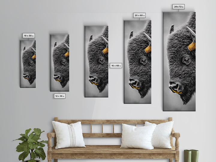 American Bison Close-Up Framed Canvas Print | Rustic Wall Art | Western Decor | Moody Art | Wildlife Painting | Gift Idea | Farmhouse Art
