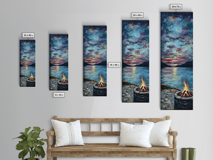 Cozy Campfire Lake View Canvas Print Rustic Wall Art Southwest Art Smoky Mountain Art Nautical Decor Above Couch Wall Art