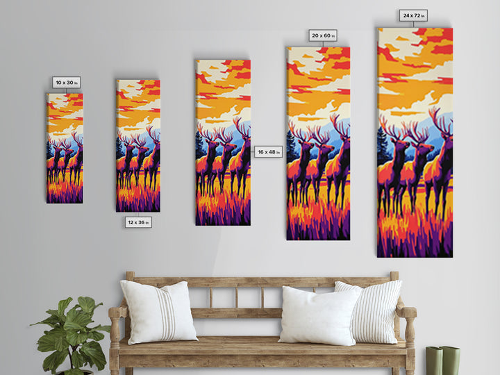 Autumn Elk Silhouette Canvas Print wildlife art southwest wall art orange pink wall art rustic decor gift idea hunting lodge art