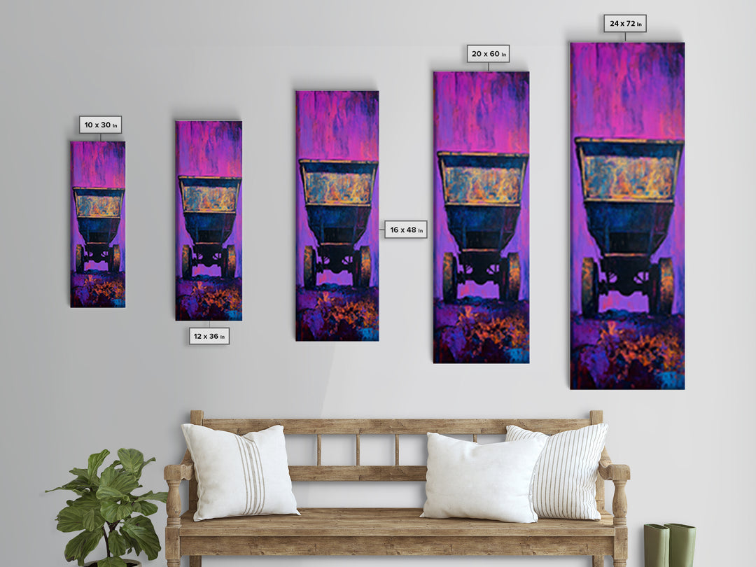 Abstract Mine Cart Framed Canvas Print custom car painting industrial decor rustic art moody art blotter art unique wall art extra wide art